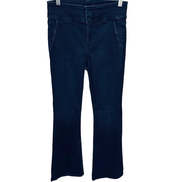 7 for all mankind Jeans Flare Dark Wash Retro Wide Waist Boho Cotton Nylon 26 - Picture 1 of 8